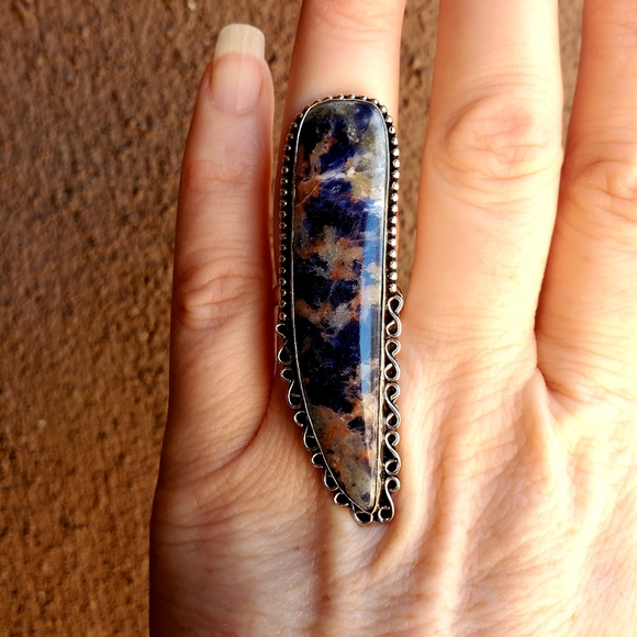 New Huge Sodalite 925 Silver Statement Ring. - Picture 12 of 16